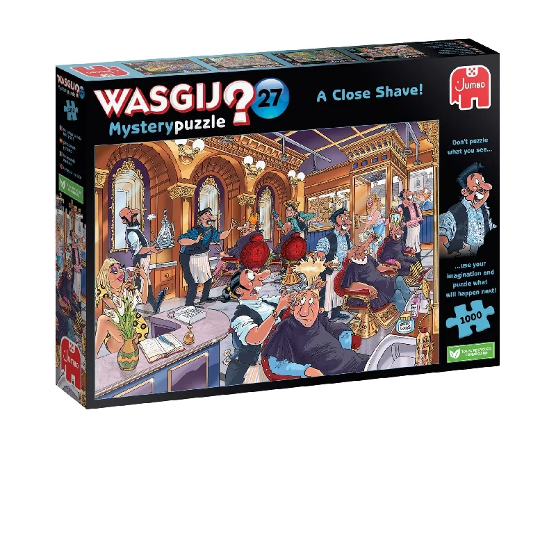 Puzzle - Challenge - Card - Attached Wooden Puzzles with a Sports Theme for Competitive PlayersWasgij Mystery 27: A Close Shave! (1000 Pieces)